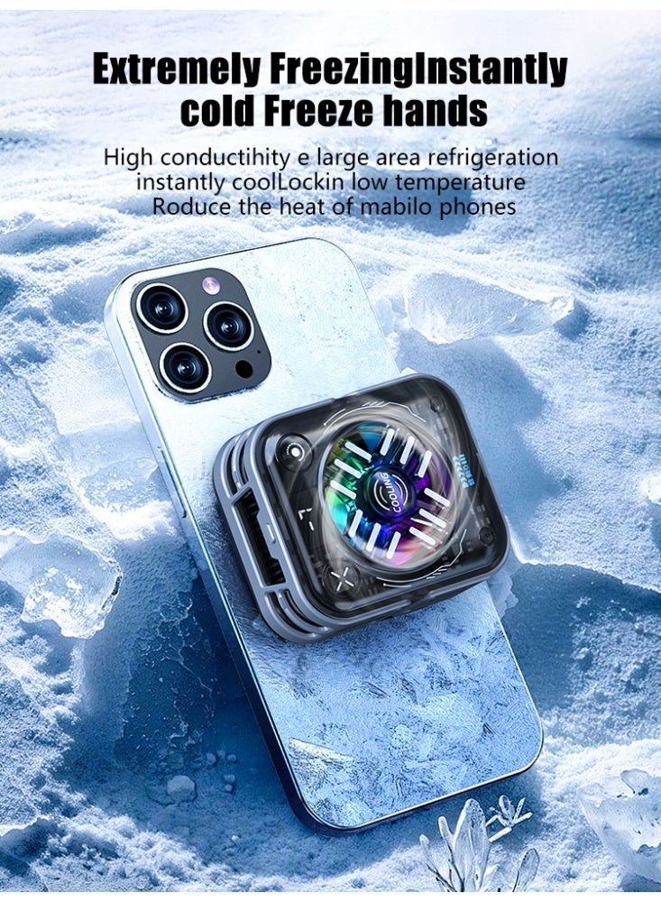 مبرد للهواتف/الأجهزة اللوحية - مروحة ألعاب فائقة التبريد بقوة 30 واط مع مشتت حراري من الجرافين، وحامل مغناطيسي ومشبك - مروحة تبريد للهواتف الذكية والأجهزة اللوحية وأجهزة iPad وSteam Deck (مثالية لألعاب PUBG Mobile وCOD وغيرها) - Image 1